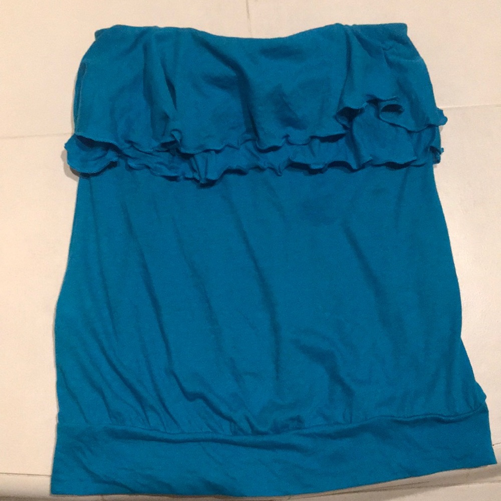 Bright Blue Ruffled Tube Top